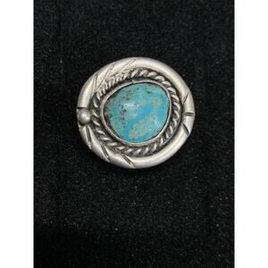 Vintage Sterling Silver And Treated Turquoise Ring 925 Silver Tested. Read